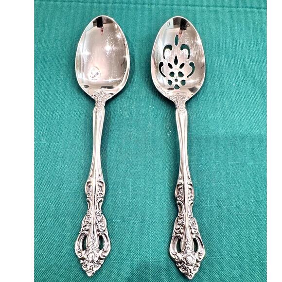 Oneida USA Michelangelo Stainless Solid and Slotted Serving Spoons-Set of 2 - Picture 1 of 5